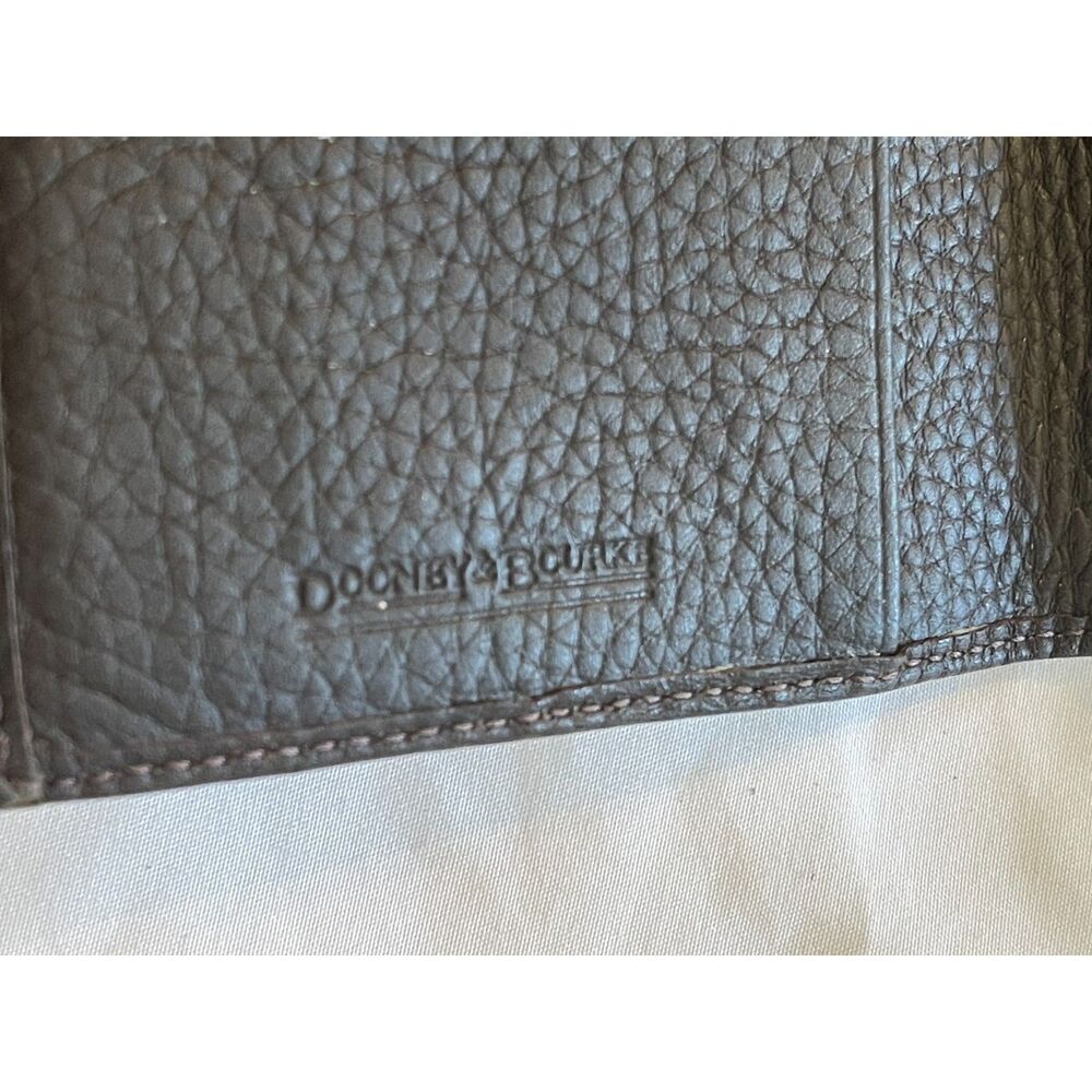Dooney & Bourke Leather Tartan Plaid Long Logo Wallet Brown Multi ~Excellent - Picture 9 of 16